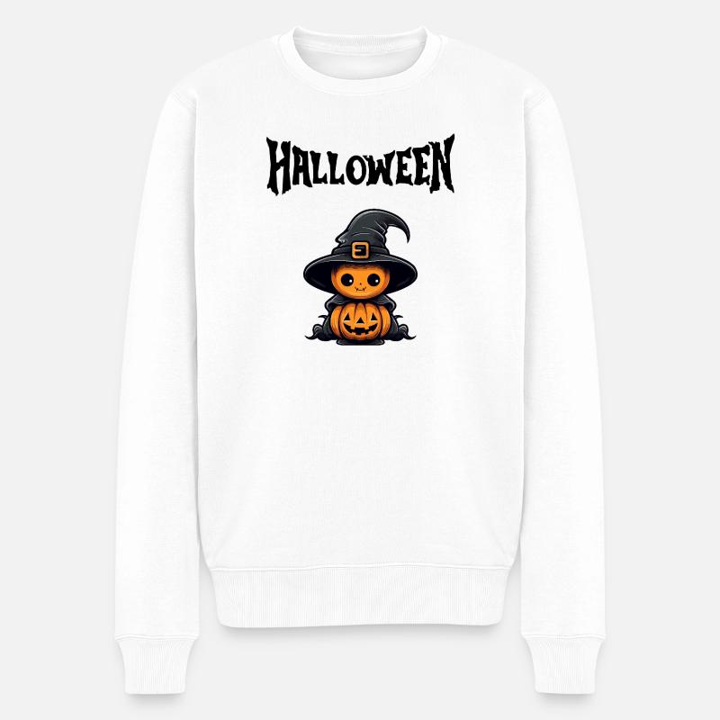 Mignon Halloween citrouille sorcière chemises - Pull Premium bio Homme - blanc