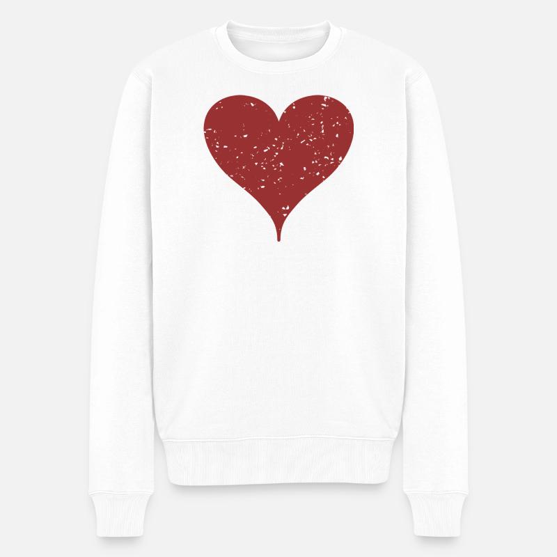 Kartenanzug Herzen Symbol Grunge Textur - Männer Premium Bio Pullover - Weiß