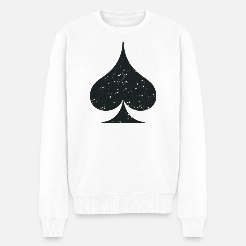 Kartenanzug Pik Symbol Grunge Textur - Männer Premium Bio Pullover - Weiß