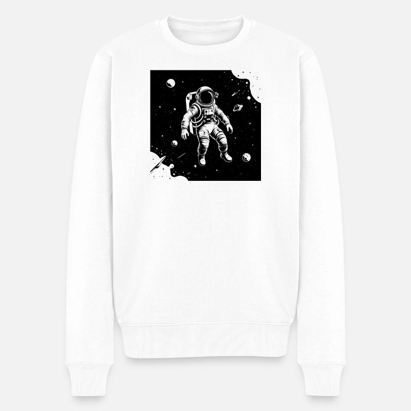 Astronaute de l’espace dans le ciel lunaire - Pull Premium bio Homme - blanc