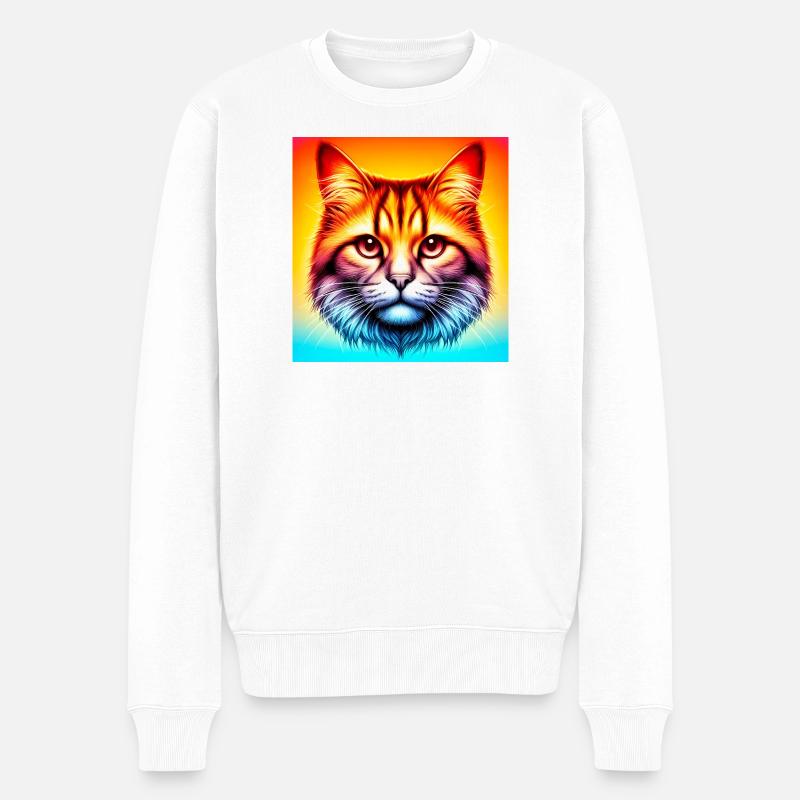 Katze - Männer Premium Bio Pullover - Weiß