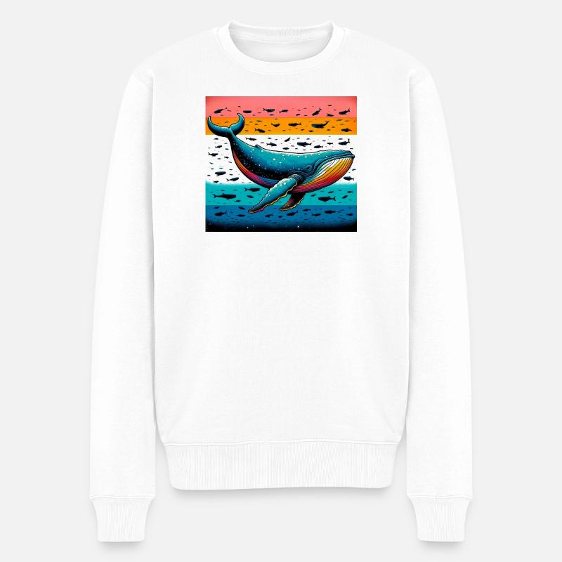 Wal - Männer Premium Bio Pullover - Weiß