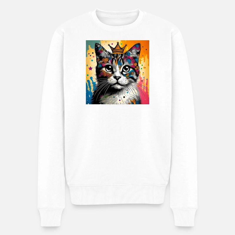 chat - Pull Premium bio Homme - blanc