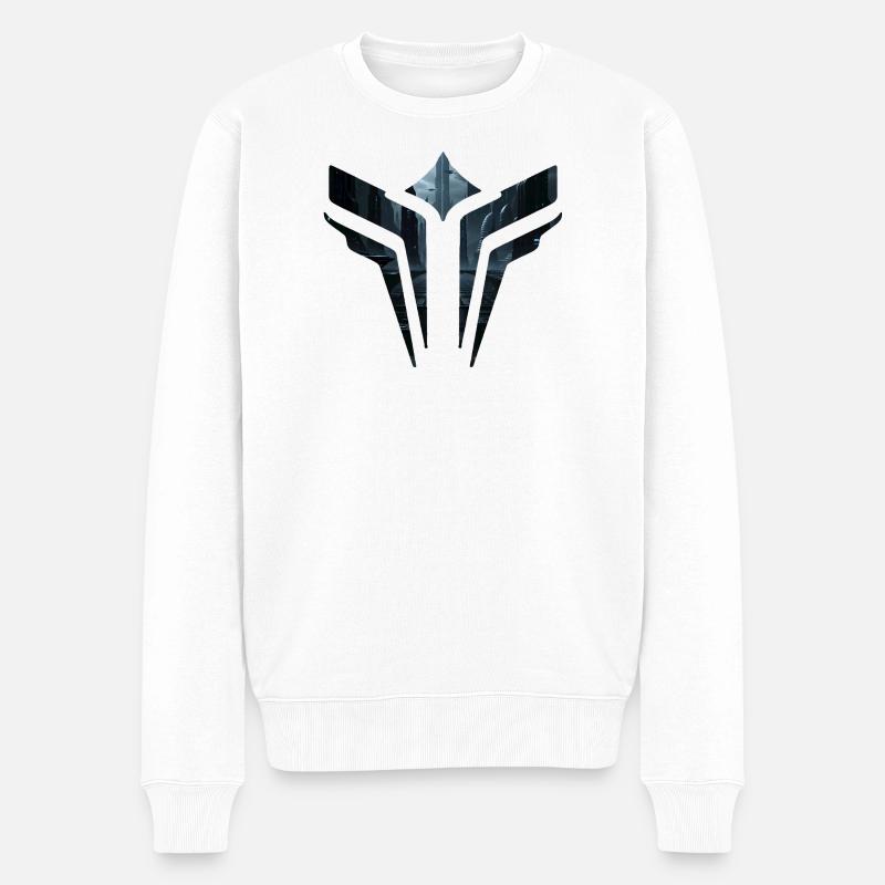 Futuristisches CyberCity-Skyline-Design - Männer Premium Bio Pullover - Weiß