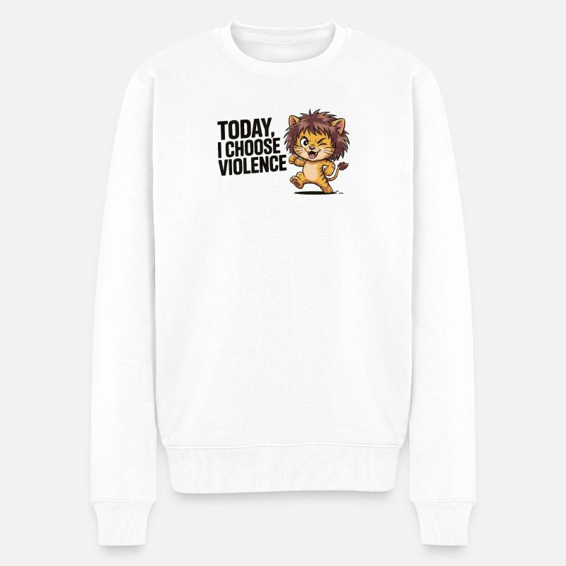 Kätzchen mit Wildheitsmotto - Männer Premium Bio Pullover - Weiß