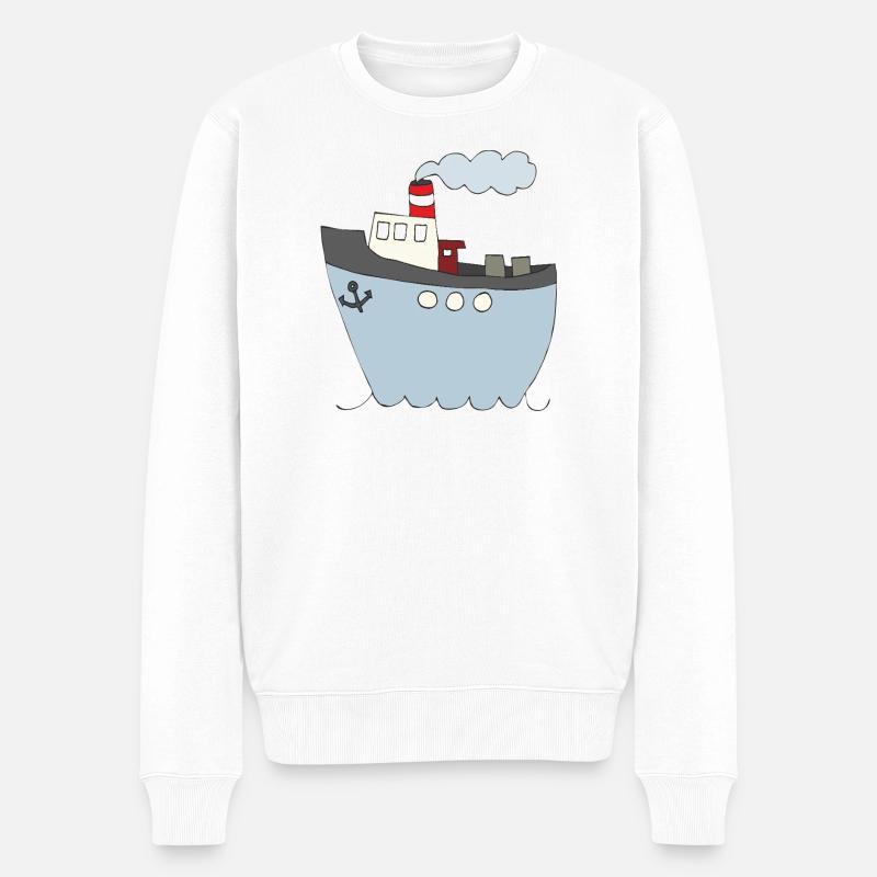 Verspieltes Schiffsdesign für Kinderkleidung - Männer Premium Bio Pullover - Weiß