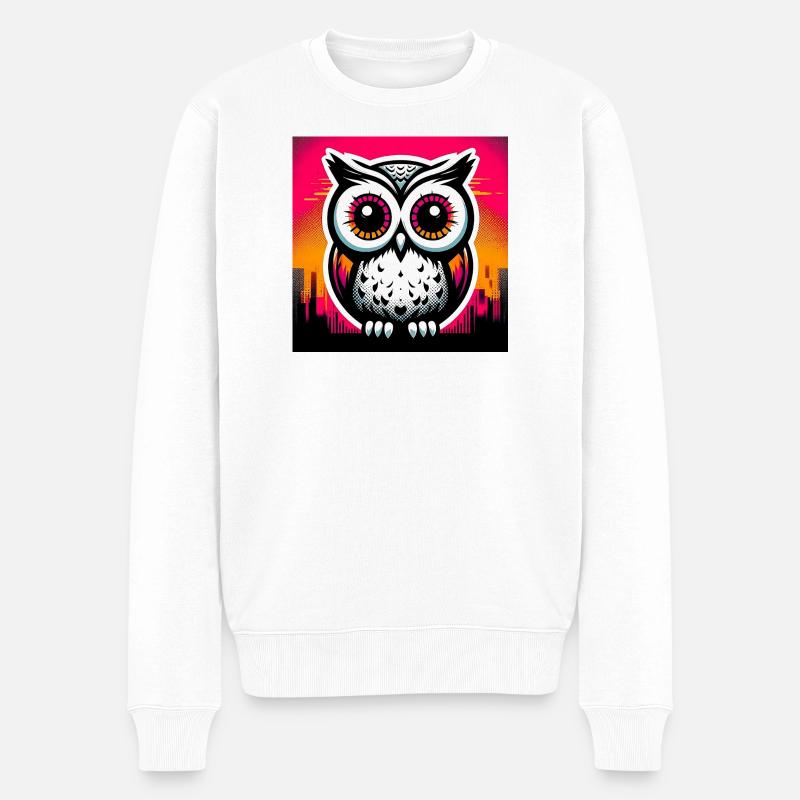 Eule - Männer Premium Bio Pullover - Weiß