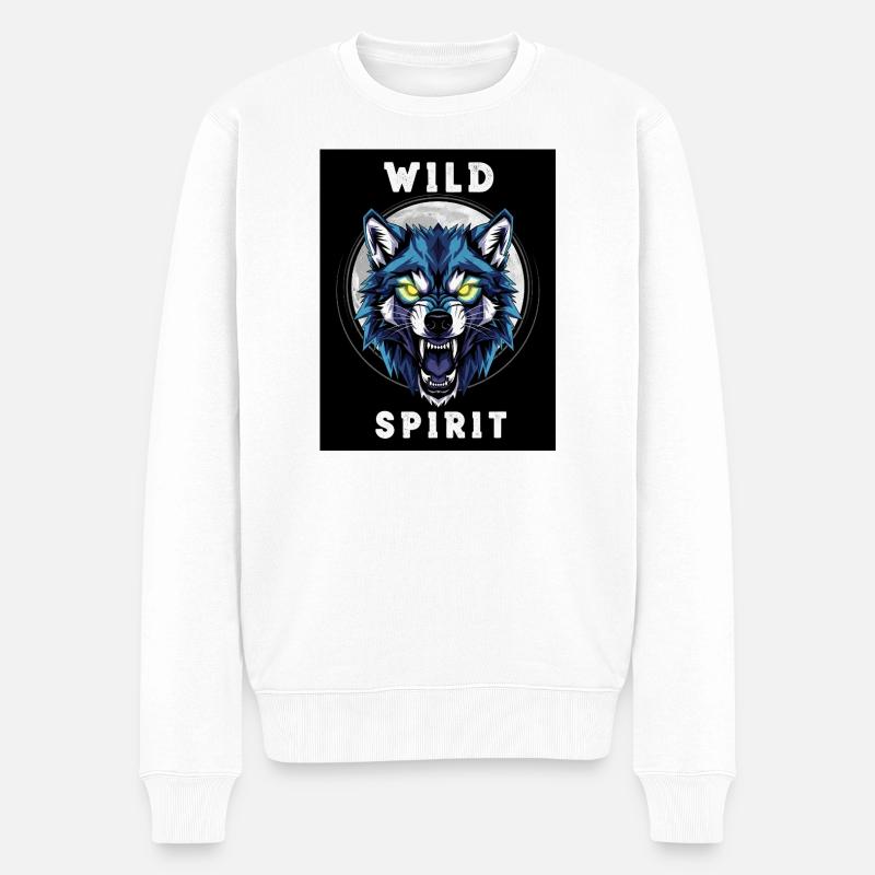 Wild Wolf Ghost Dinosaur Design - Pull Premium bio Homme - blanc