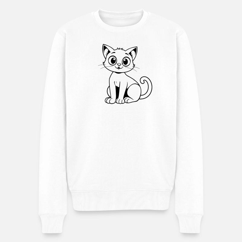 Minimalistic Cat - Männer Premium Bio Pullover - Weiß