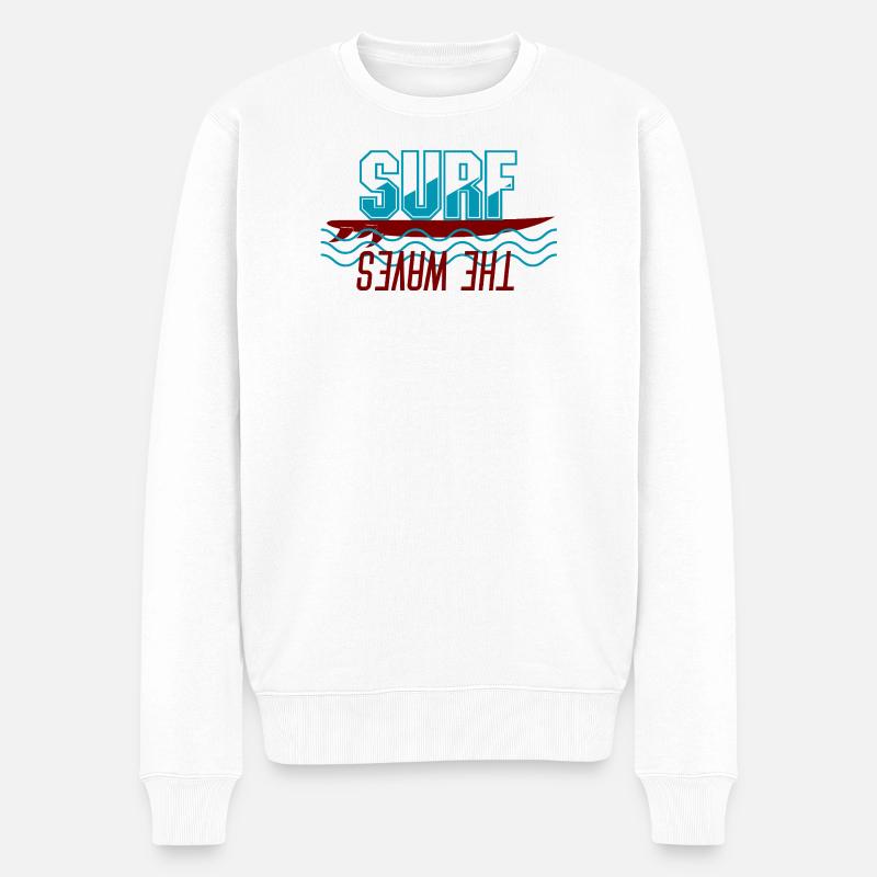 Surf the Wave - Männer Premium Bio Pullover - Weiß