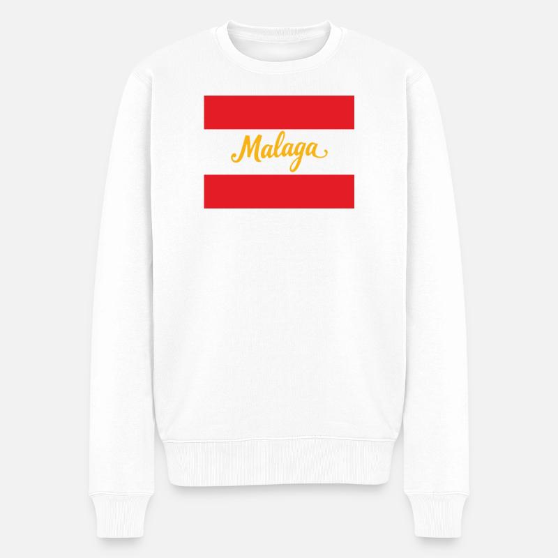Malaga Leuchtendes Stadtmotiv - Männer Premium Bio Pullover - Weiß