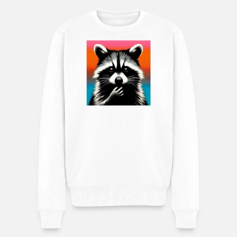 Waschbär - Männer Premium Bio Pullover - Weiß