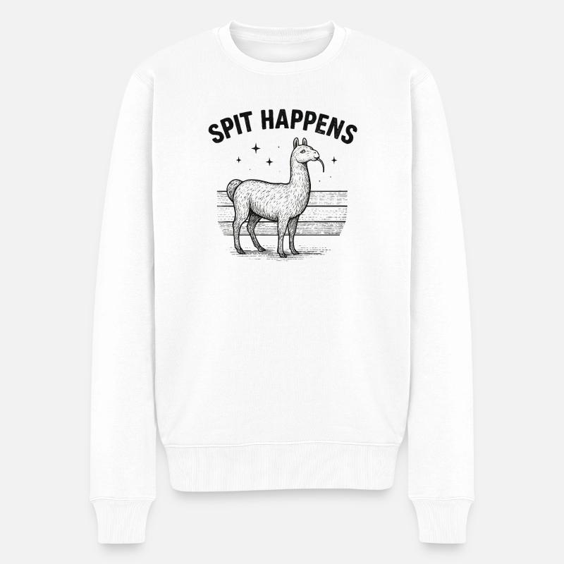 Lustiges Alpaka - Männer Premium Bio Pullover - Weiß