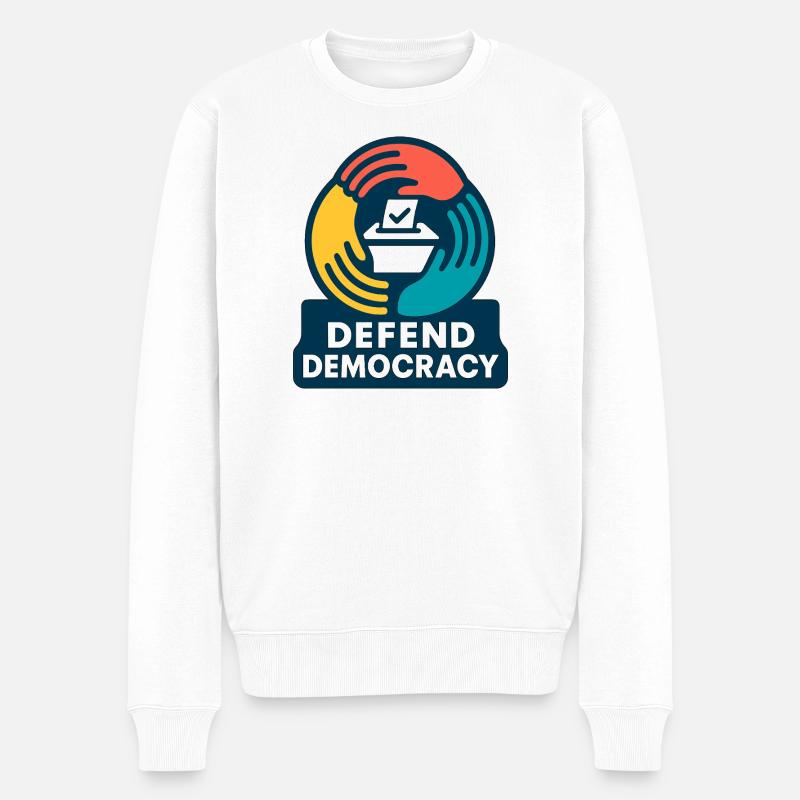 Defend Democracy - Männer Premium Bio Pullover - Weiß