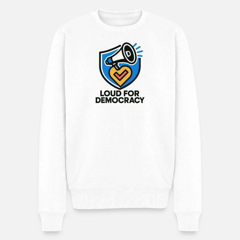 Loud for Democracy - Männer Premium Bio Pullover - Weiß