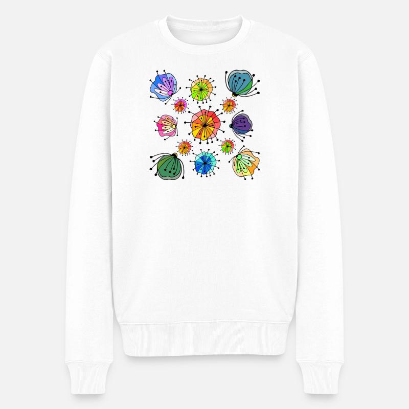 Buntes abstraktes Schmetterlingsmuster - Männer Premium Bio Pullover - Weiß