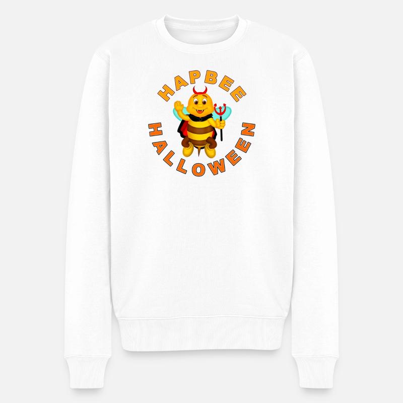 HAPBEE Halloween mit Text 2 - Männer Premium Bio Pullover - Weiß