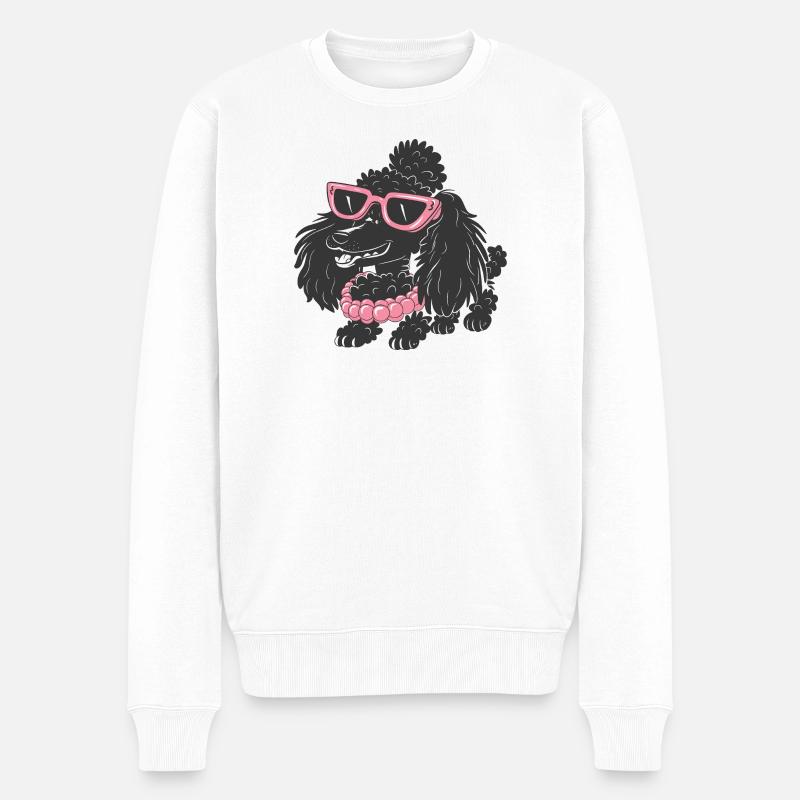 Lustiger Pudel - Männer Premium Bio Pullover - Weiß