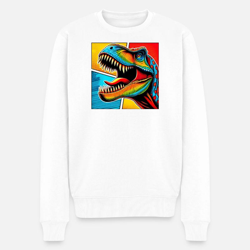 Dinosaurier - Männer Premium Bio Pullover - Weiß