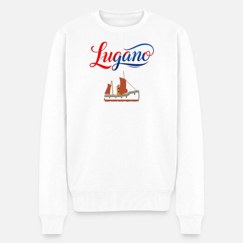 Lugano T-Shirt für Segelfans - Männer Premium Bio Pullover - Weiß