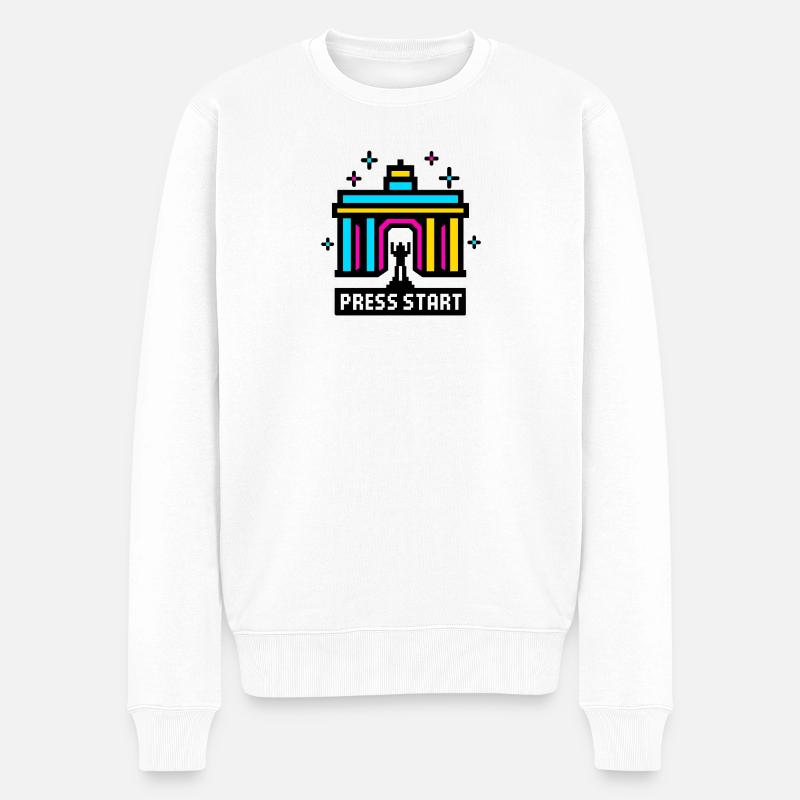 Press Start Berlin - Männer Premium Bio Pullover - Weiß