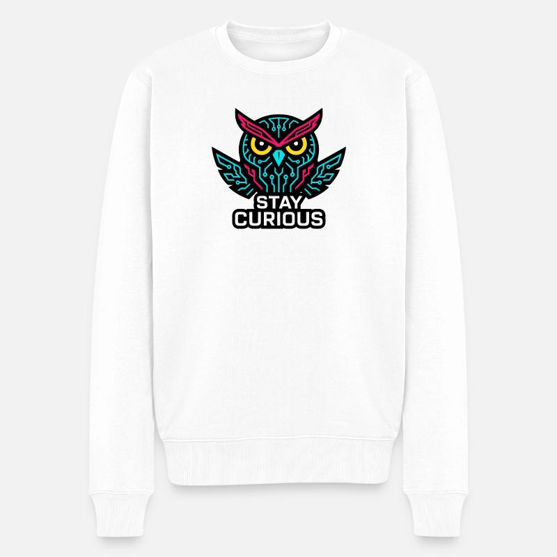 Stay Curious - Männer Premium Bio Pullover - Weiß