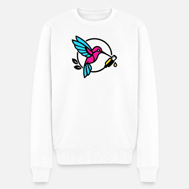 Neon Hummingbird - Männer Premium Bio Pullover - Weiß