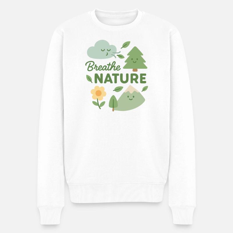 Atmen Sie die Natur - Männer Premium Bio Pullover - Weiß