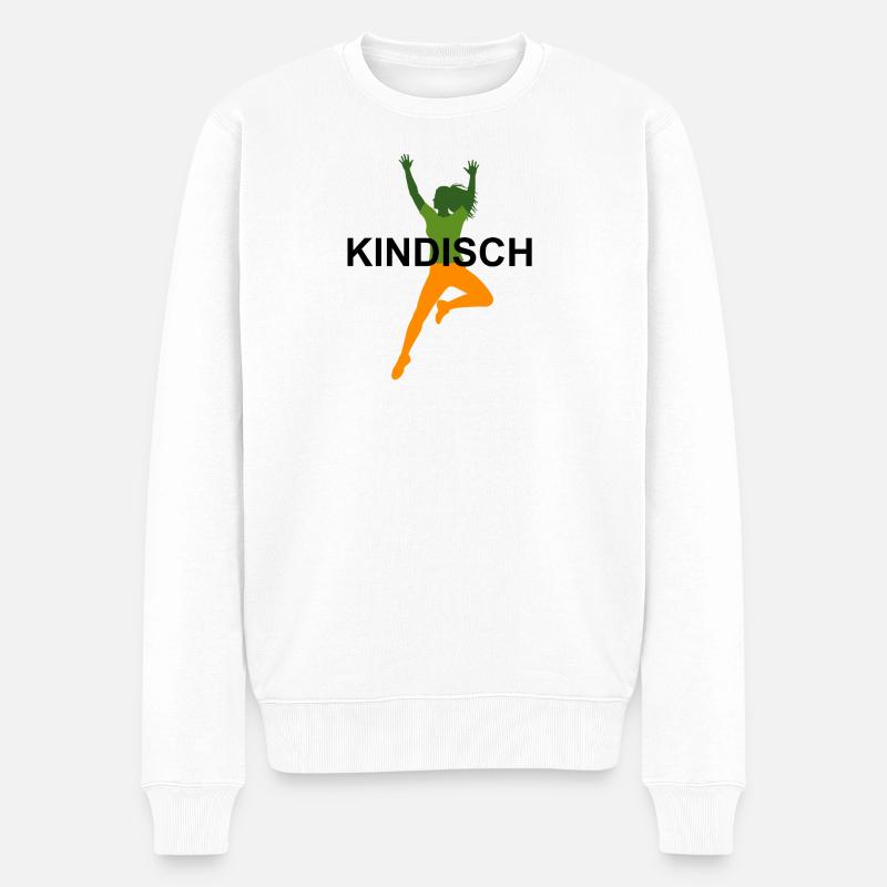 Kindisch - Männer Premium Bio Pullover - Weiß