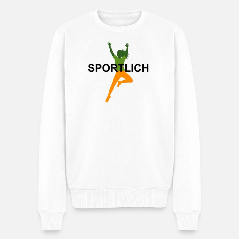 Lebendige sportliche Frau Illustration - Männer Premium Bio Pullover - Weiß