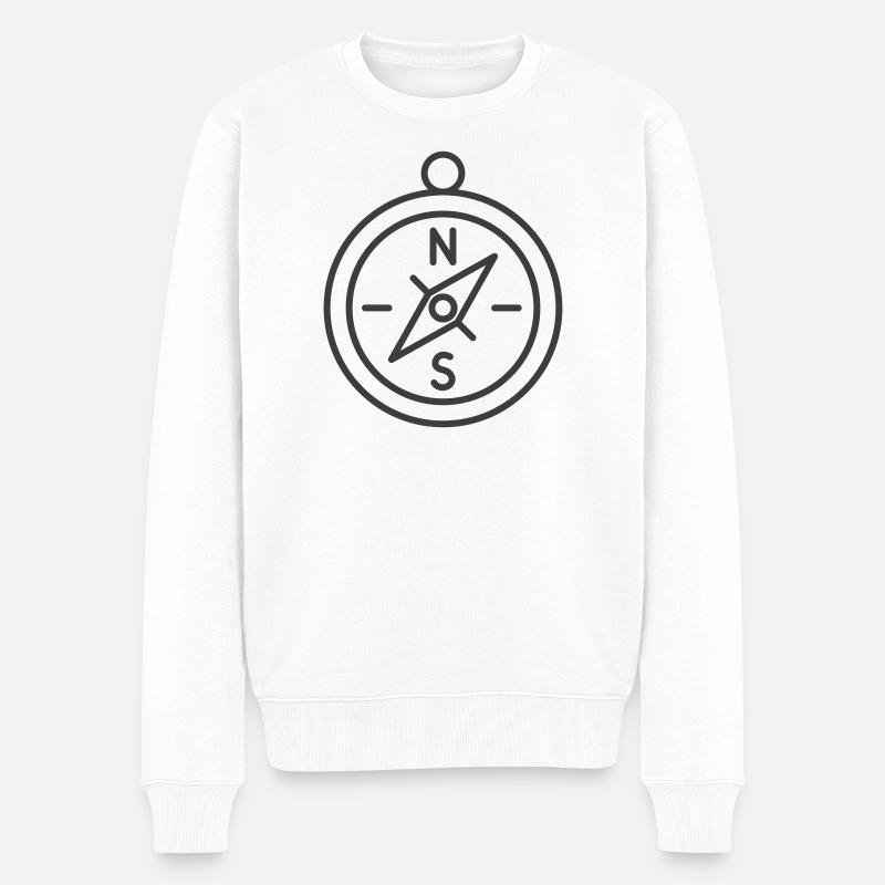 Minimalistisches Kompass-Navigationsdesign - Männer Premium Bio Pullover - Weiß