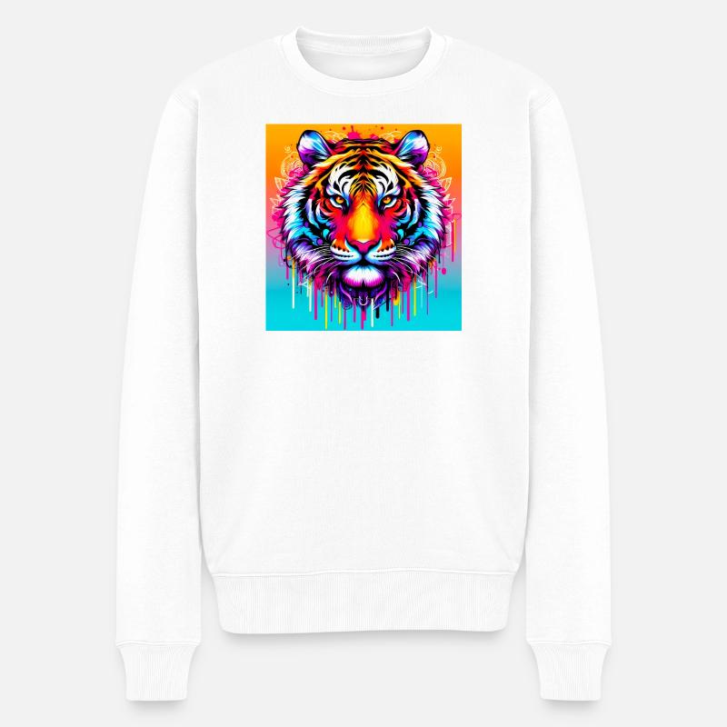 Tiger - Männer Premium Bio Pullover - Weiß