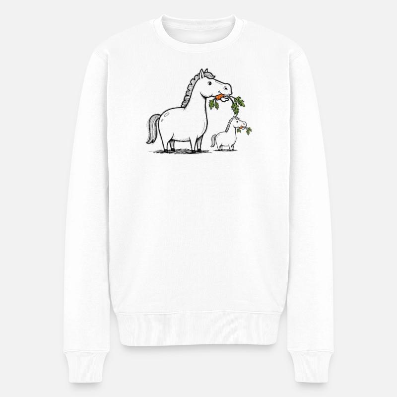 Lachendes Pferd - Männer Premium Bio Pullover - Weiß