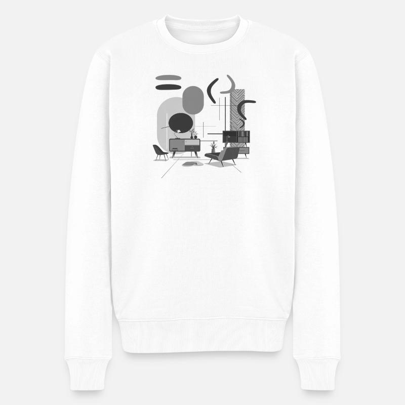Abstrakte geometrische Wandkunst - Männer Premium Bio Pullover - Weiß
