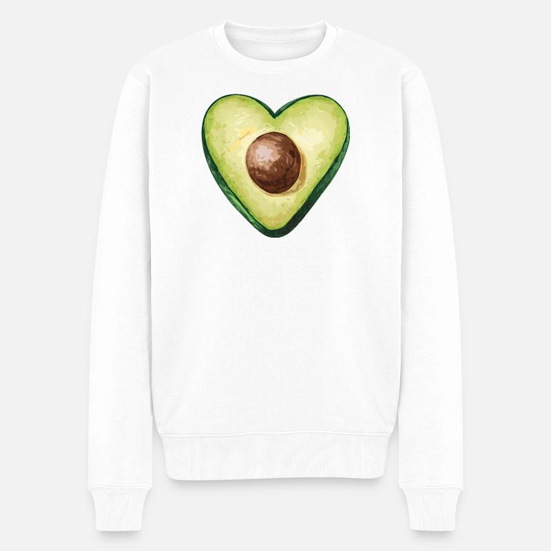 Avocado Herz Essensliebhaber - Männer Premium Bio Pullover - Weiß