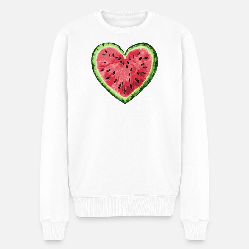 Aquarelle de pastèque pour les gourmands - Pull Premium bio Homme - blanc