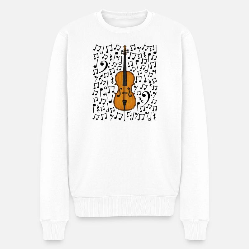 Cello Musical Notes Cellist String Musician - Men's Premium Organic Jumper - white