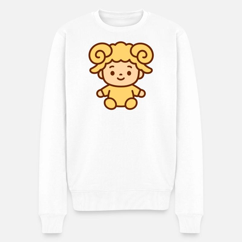 Sternzeichen Widder supersüß! - Männer Premium Bio Pullover - Weiß