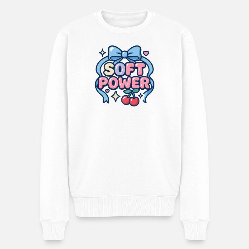 Soft Power – Kawaii Schleife - Männer Premium Bio Pullover - Weiß