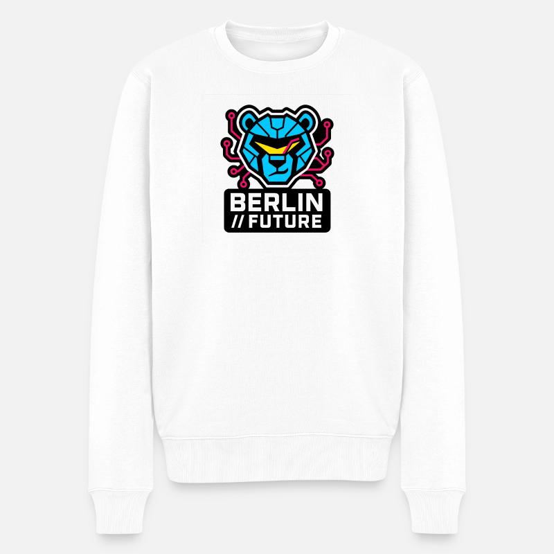 Berlin Future – Cyber Bear - Pull Premium bio Homme - blanc
