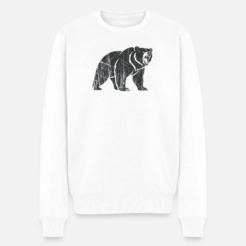 Abstrakter Bär mit Linienmustern - Männer Premium Bio Pullover - Weiß