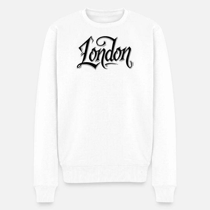 London - Männer Premium Bio Pullover - Weiß
