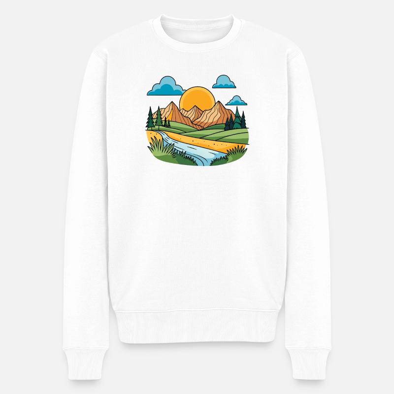 Bunte Berge - Männer Premium Bio Pullover - Weiß