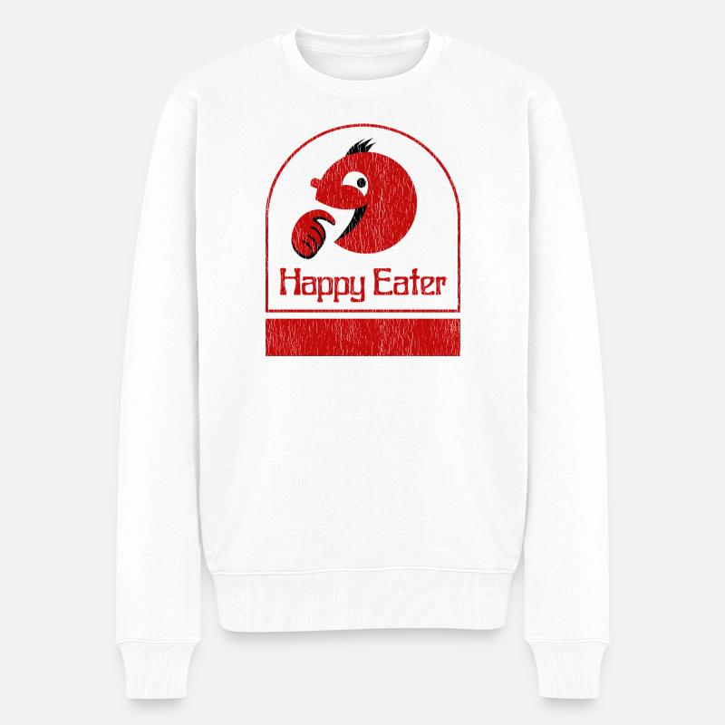 Happy Eater Design Distressed - Männer Premium Bio Pullover - Weiß