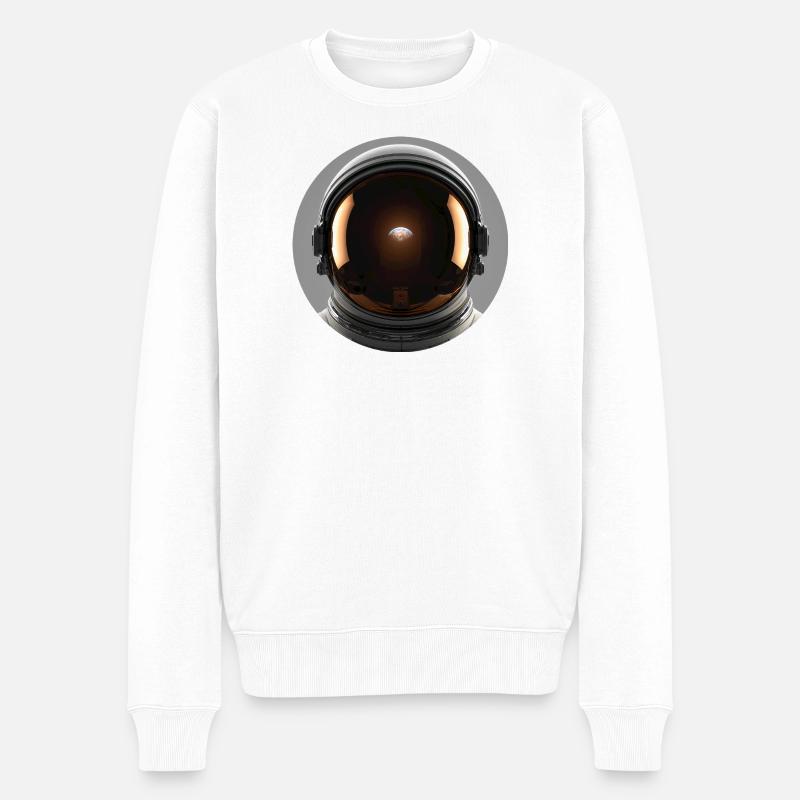 Erdblick im Raumanzug - Männer Premium Bio Pullover - Weiß
