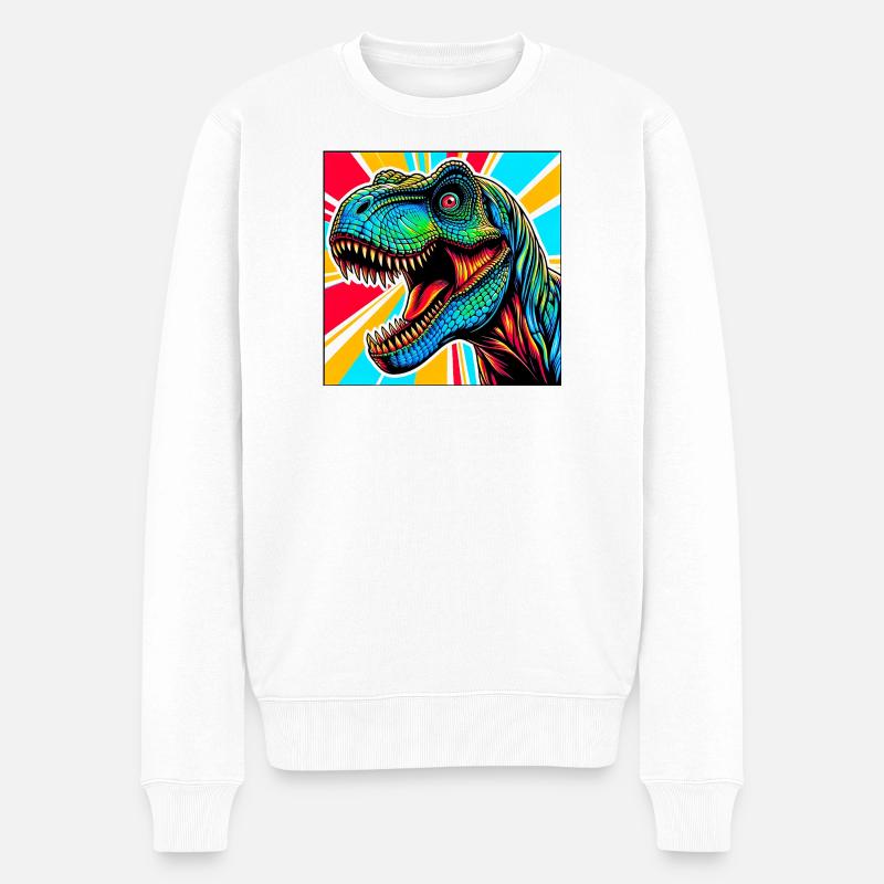 Dinosaurier - Männer Premium Bio Pullover - Weiß