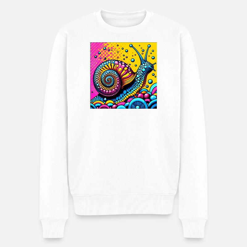 Schnecke - Männer Premium Bio Pullover - Weiß