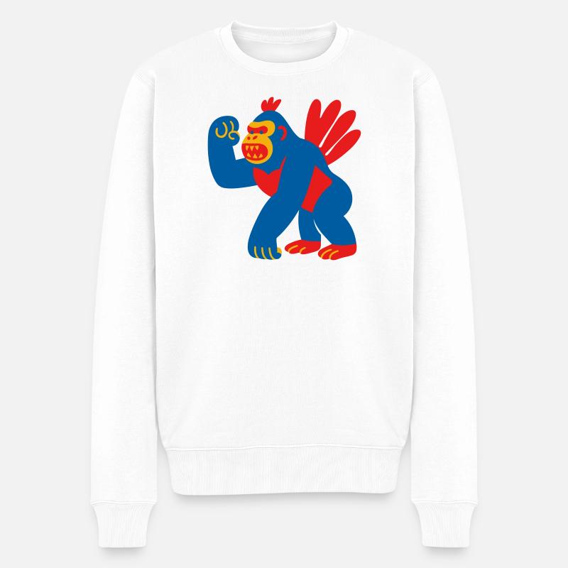 Popart Fantasy Gorilla - Männer Premium Bio Pullover - Weiß