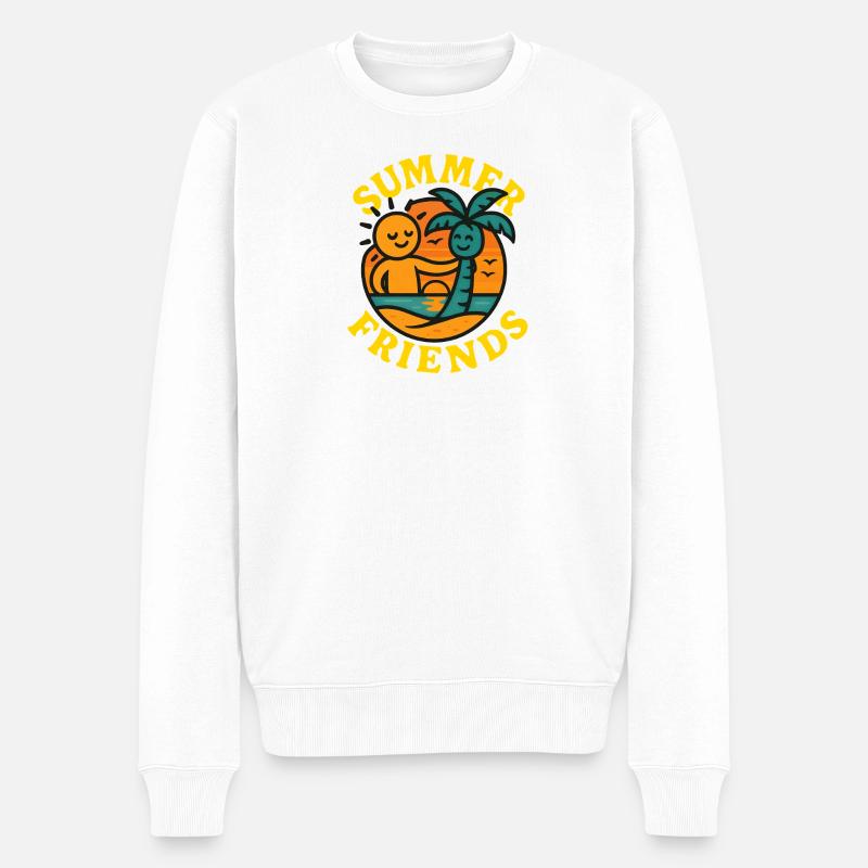 Summerfriends - Männer Premium Bio Pullover - Weiß