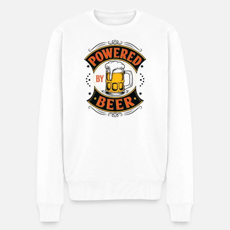 Energiegeladenes Bierglas-Design - Männer Premium Bio Pullover - Weiß